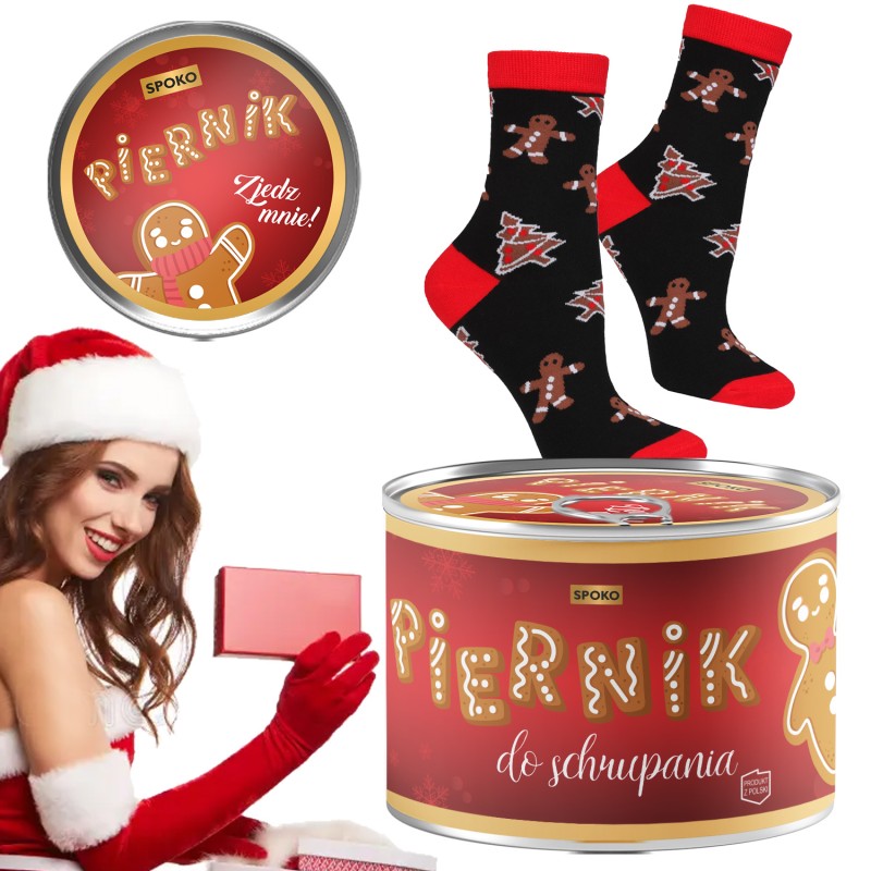 SKARPETKI ŚWIĄTECZNE W PUSZCE MIKOŁAJA PIERNIKI PREZENT POD CHOINKĘ ŚWIĘTA