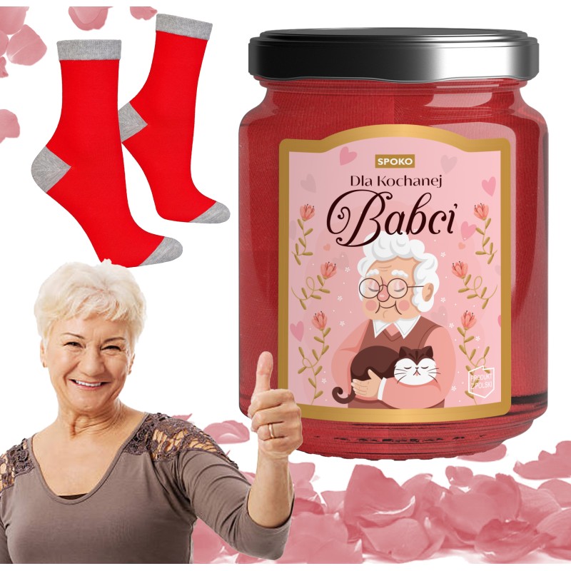 SKARPETKI W SŁOIKU Z NADRUKIEM DLA NAJLEPSZEJ BABCI PREZENT NA DZIEŃ BABCI