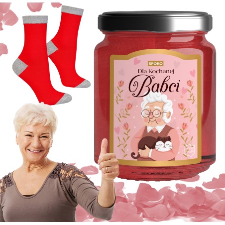SKARPETKI W SŁOIKU Z NADRUKIEM DLA NAJLEPSZEJ BABCI PREZENT NA DZIEŃ BABCI