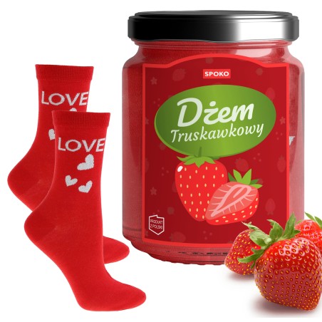 Skarpetki w Słoiku DŻEM TRUSKAWKOWY Prezent na Dzień MAMY MATKI CZERW r. 38-41