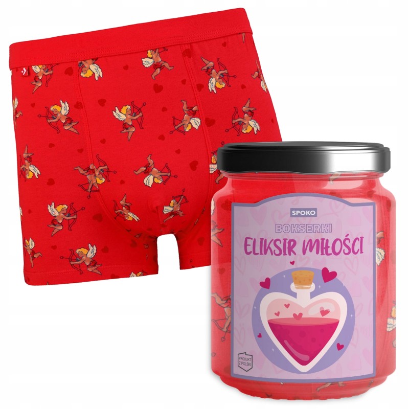 Bokserki w Słoiku ELIKSIR MIŁOŚCI DZIEŃ CHŁOPAKA MĘŻCZYZNY CZERW r. XL