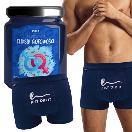 Bokserki w Słoiku ELIKSIR GOTOWOŚCI Prezent DLA MĘŻCZYZNY GRANATOWE r. XL