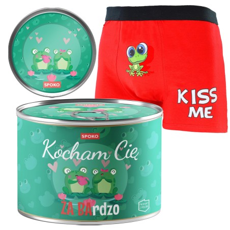 Bokserki w Puszce KOCHAM CIĘ ŻABArdzo Prezent DLA MĘŻCZYZNY CZERWONE r. L