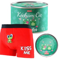 Bokserki w Puszce KOCHAM CIĘ ŻABArdzo Prezent DLA MĘŻCZYZNY CZERWONE r. L