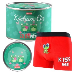 Bokserki w Puszce KOCHAM CIĘ ŻABArdzo Prezent DLA MĘŻCZYZNY CZERWONE r. L