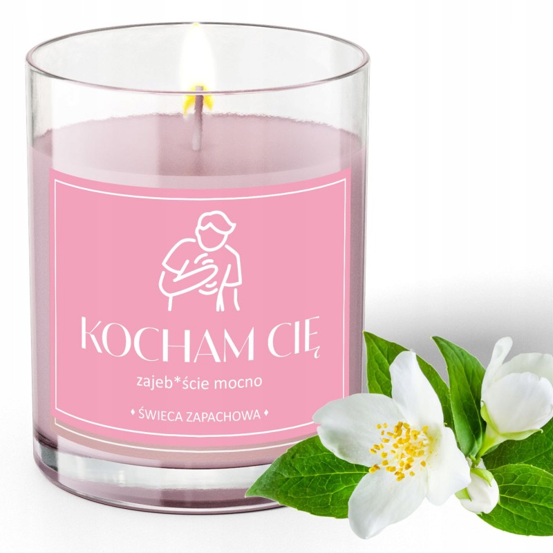 ŚWIECZKA ZAPACH śmieszny prezent KOCHAM CIĘ jaśmin PREZENT